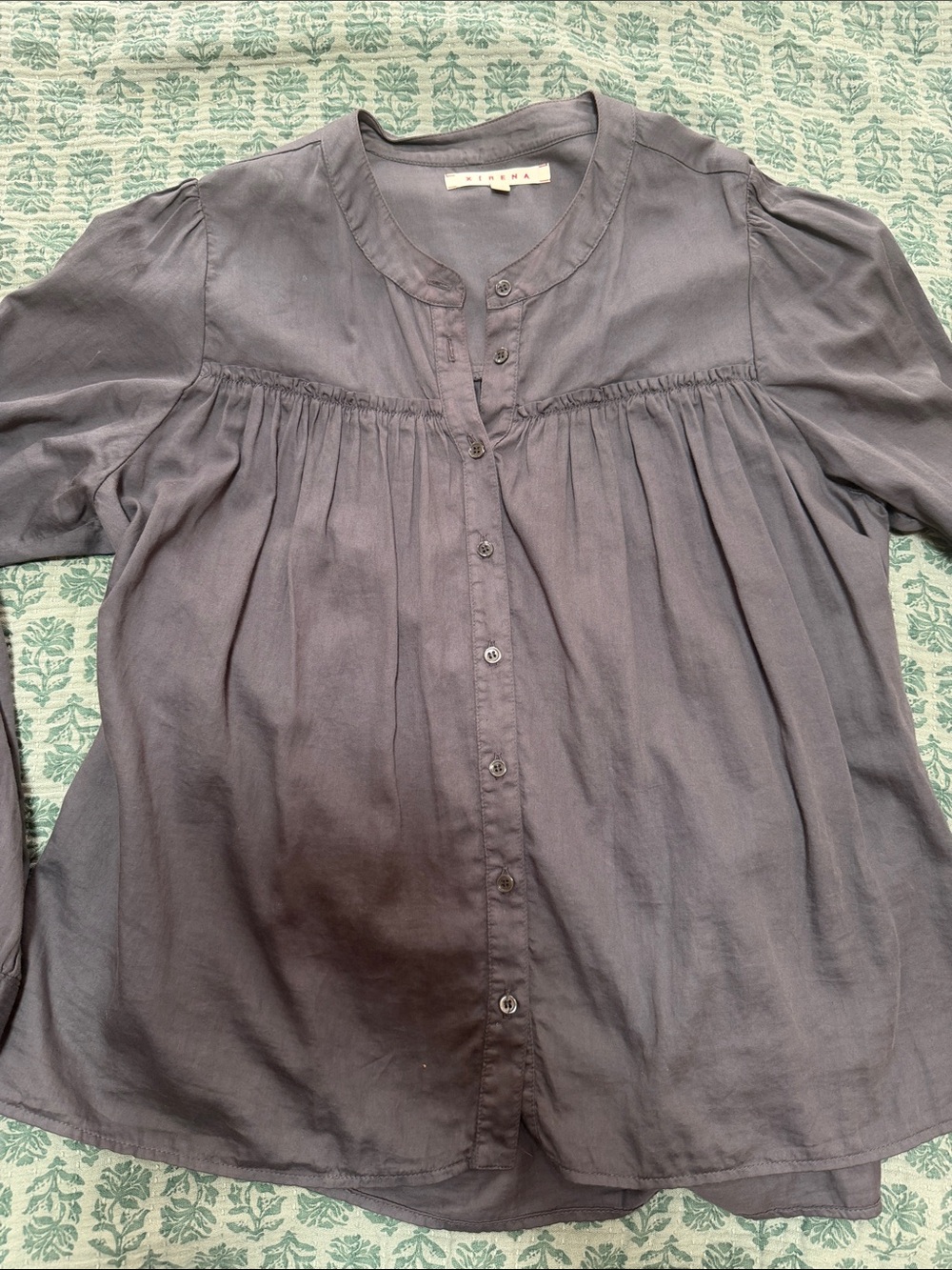 Xirena Women's Gray Button-Front Peasant Blouse